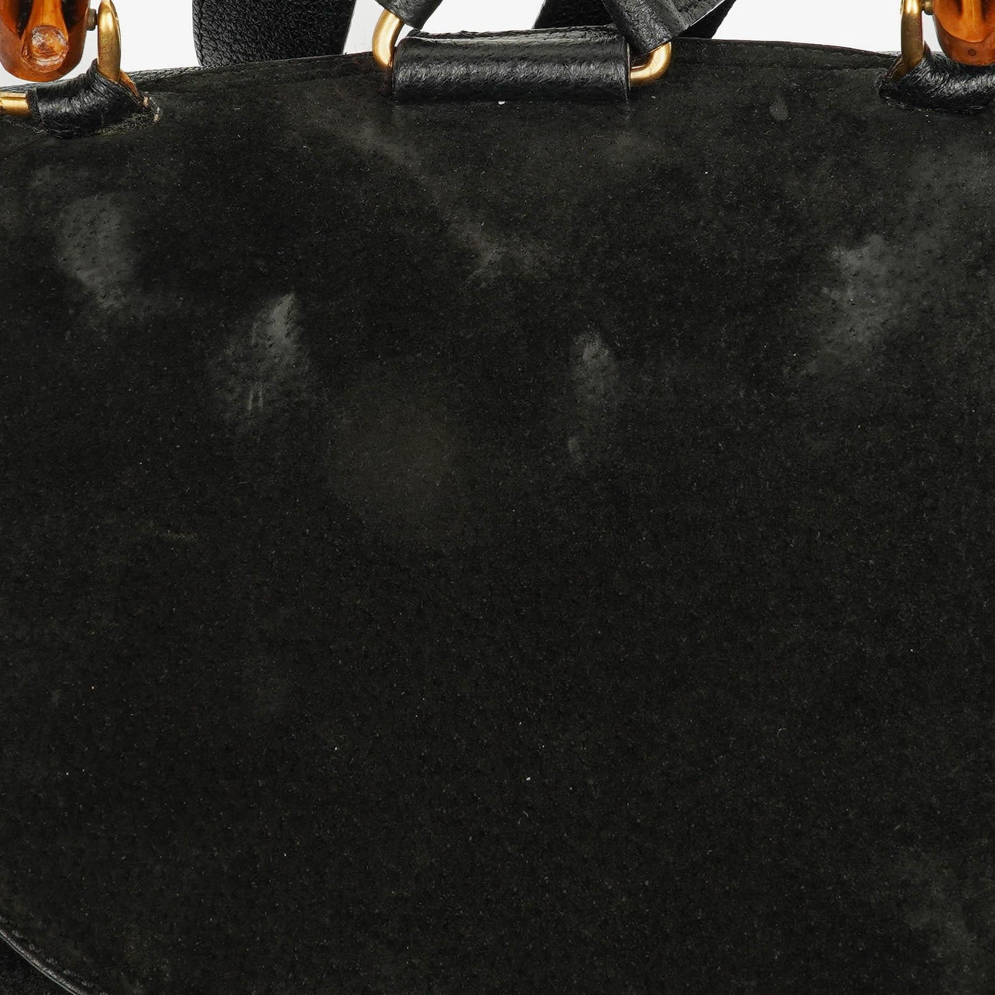 Gucci Vintage Black Suede and Bamboo Backpack