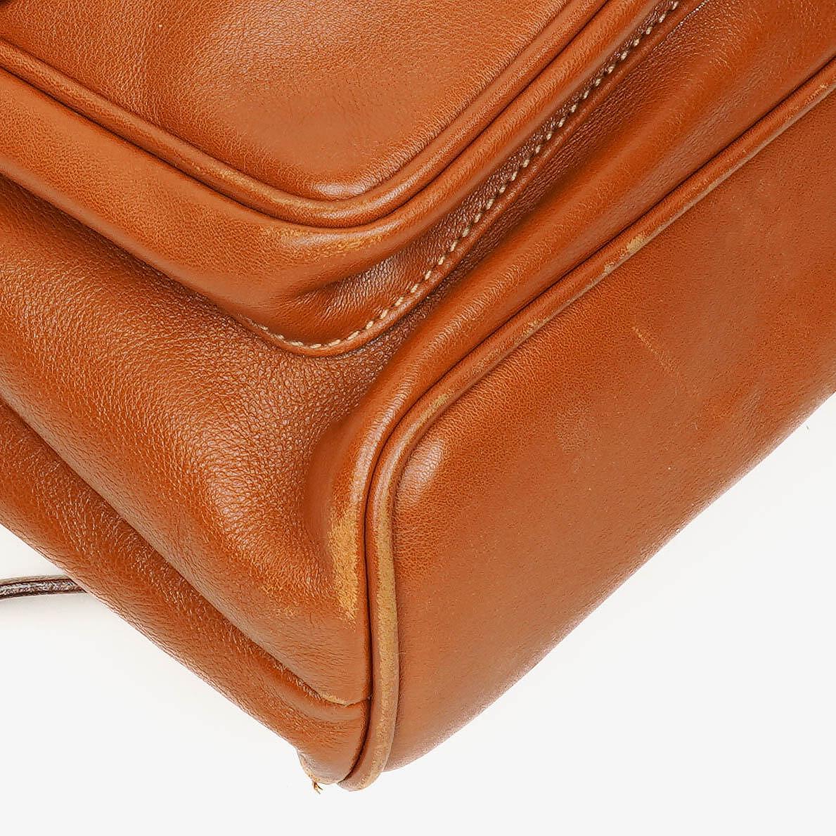Gucci Vintage Brown Leather Bamboo Backpack