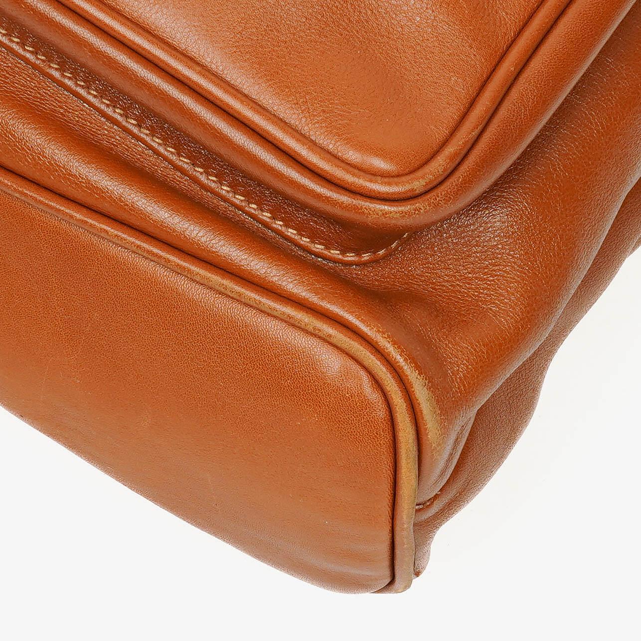 Gucci Vintage Brown Leather Bamboo Backpack