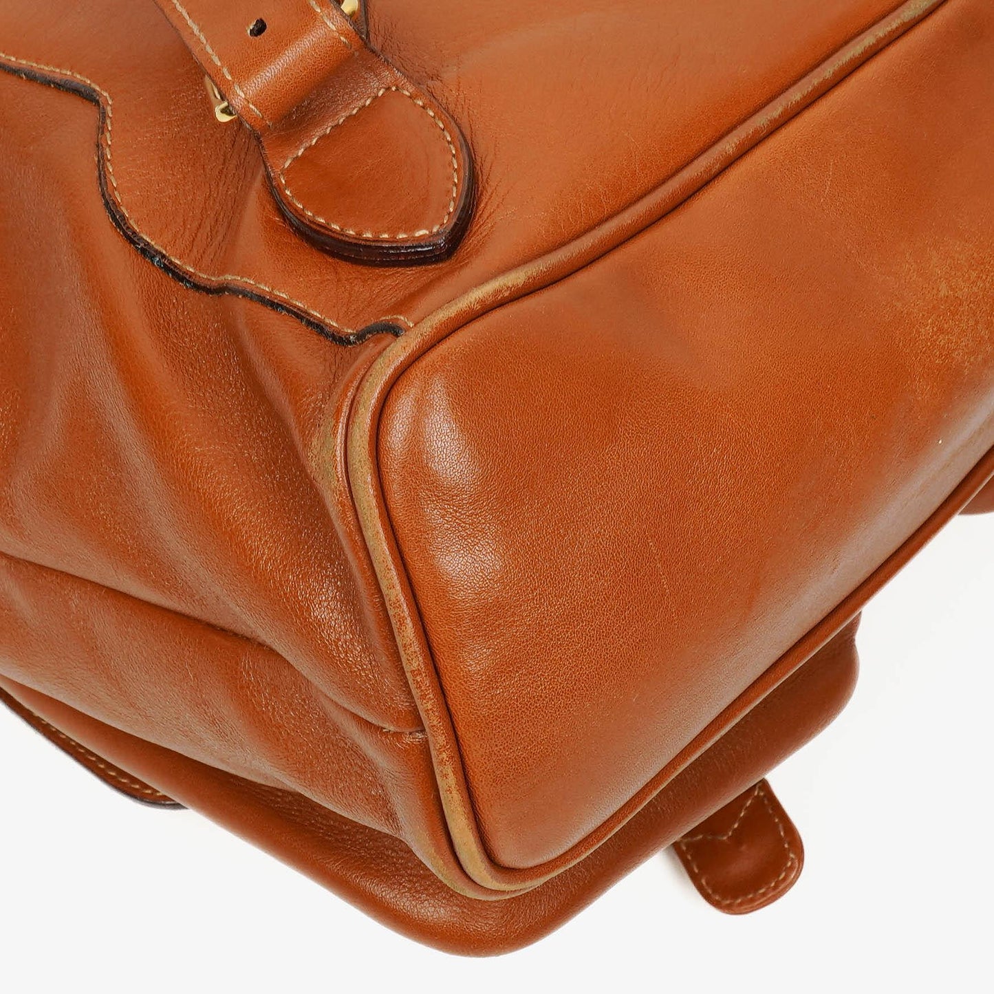 Gucci Vintage Brown Leather Bamboo Backpack