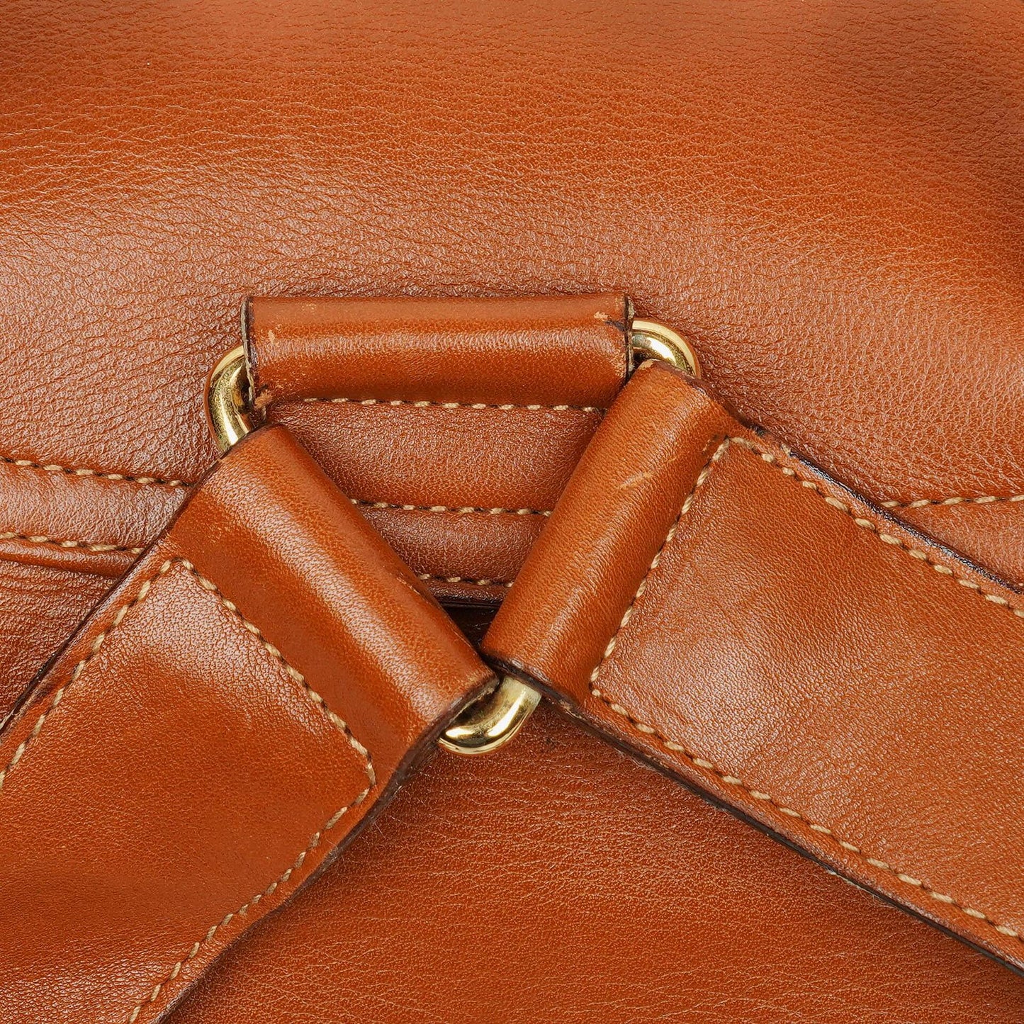 Gucci Vintage Brown Leather Bamboo Backpack