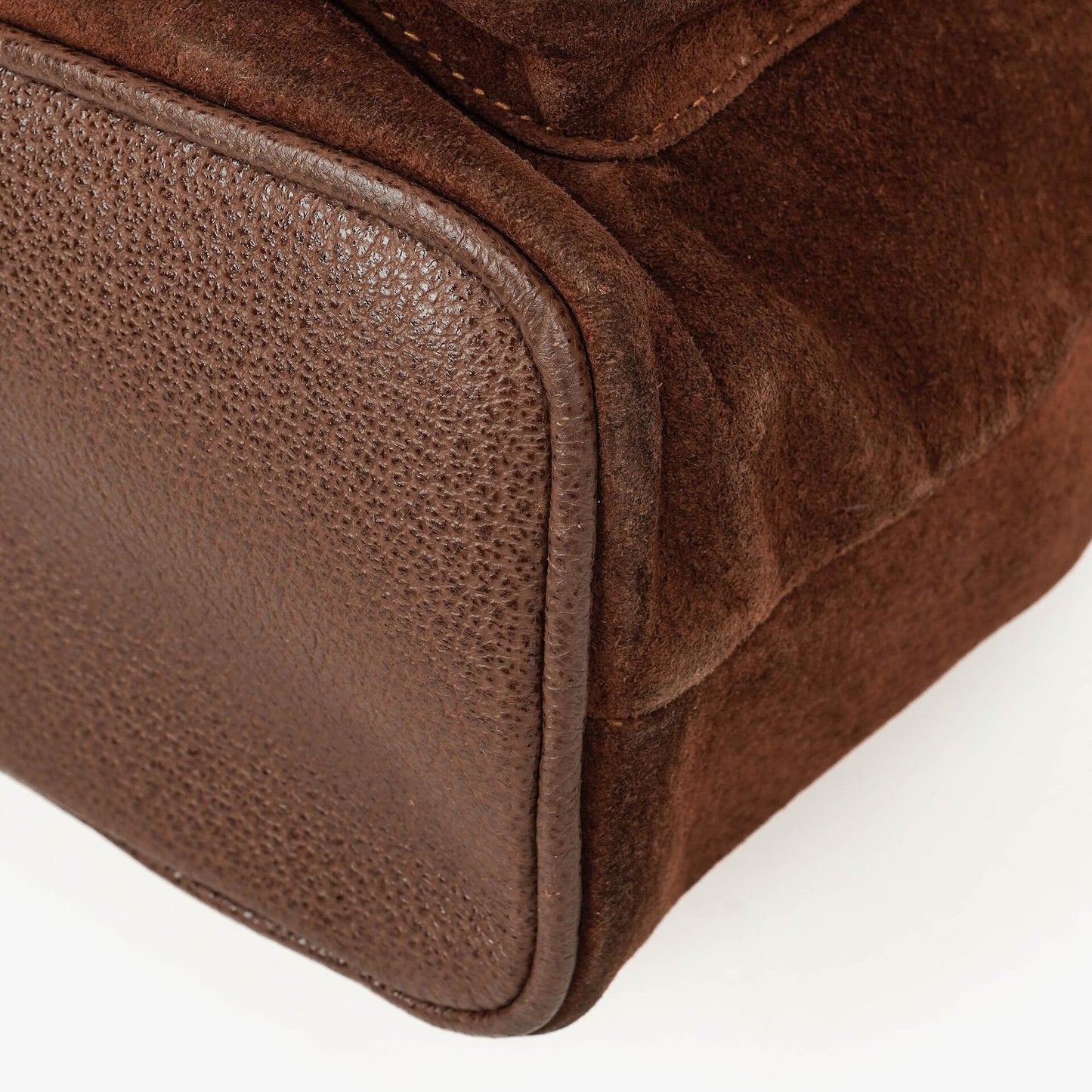 Gucci Vintage Brown Suede Leather Bamboo Backpack