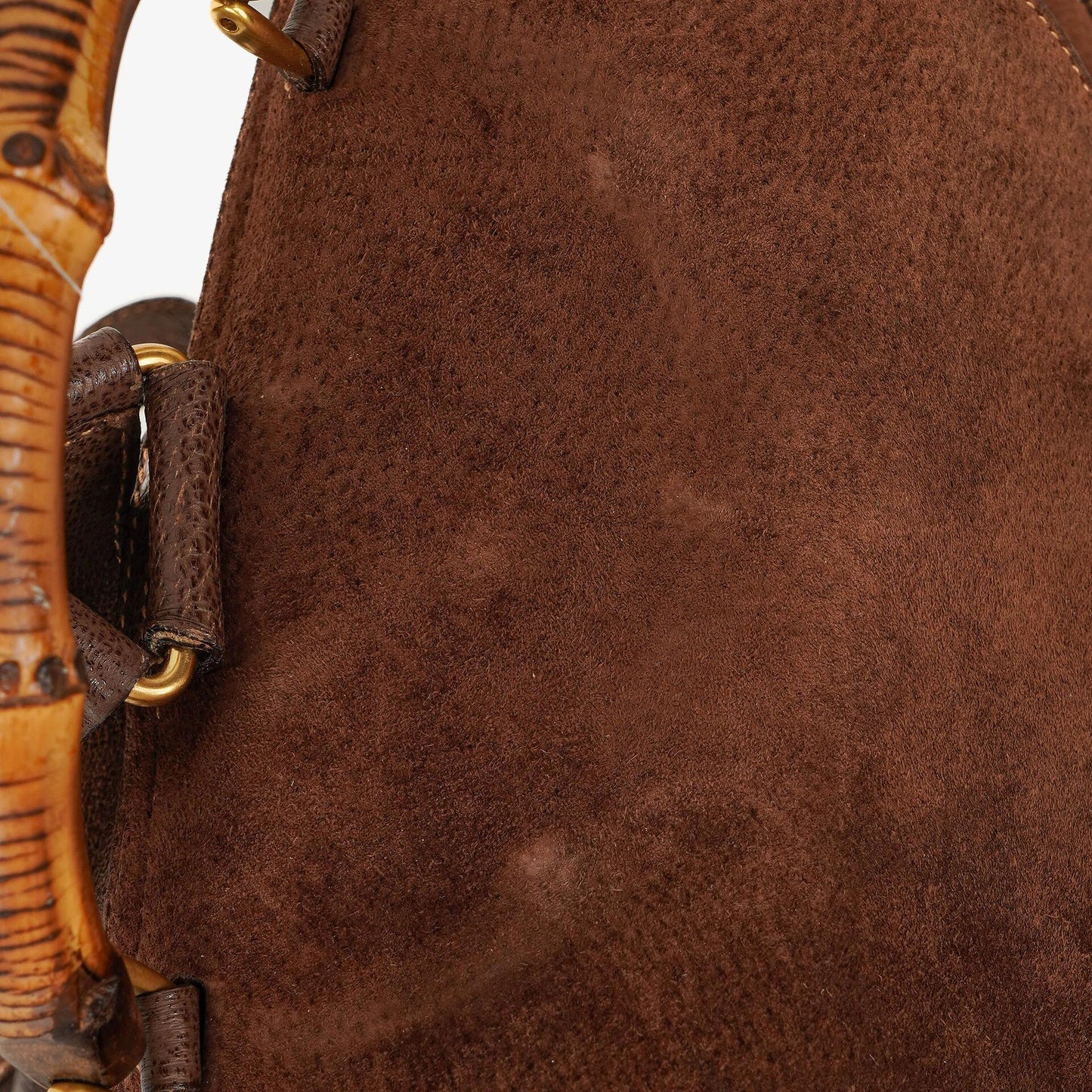 Gucci Vintage Brown Suede Leather Bamboo Backpack