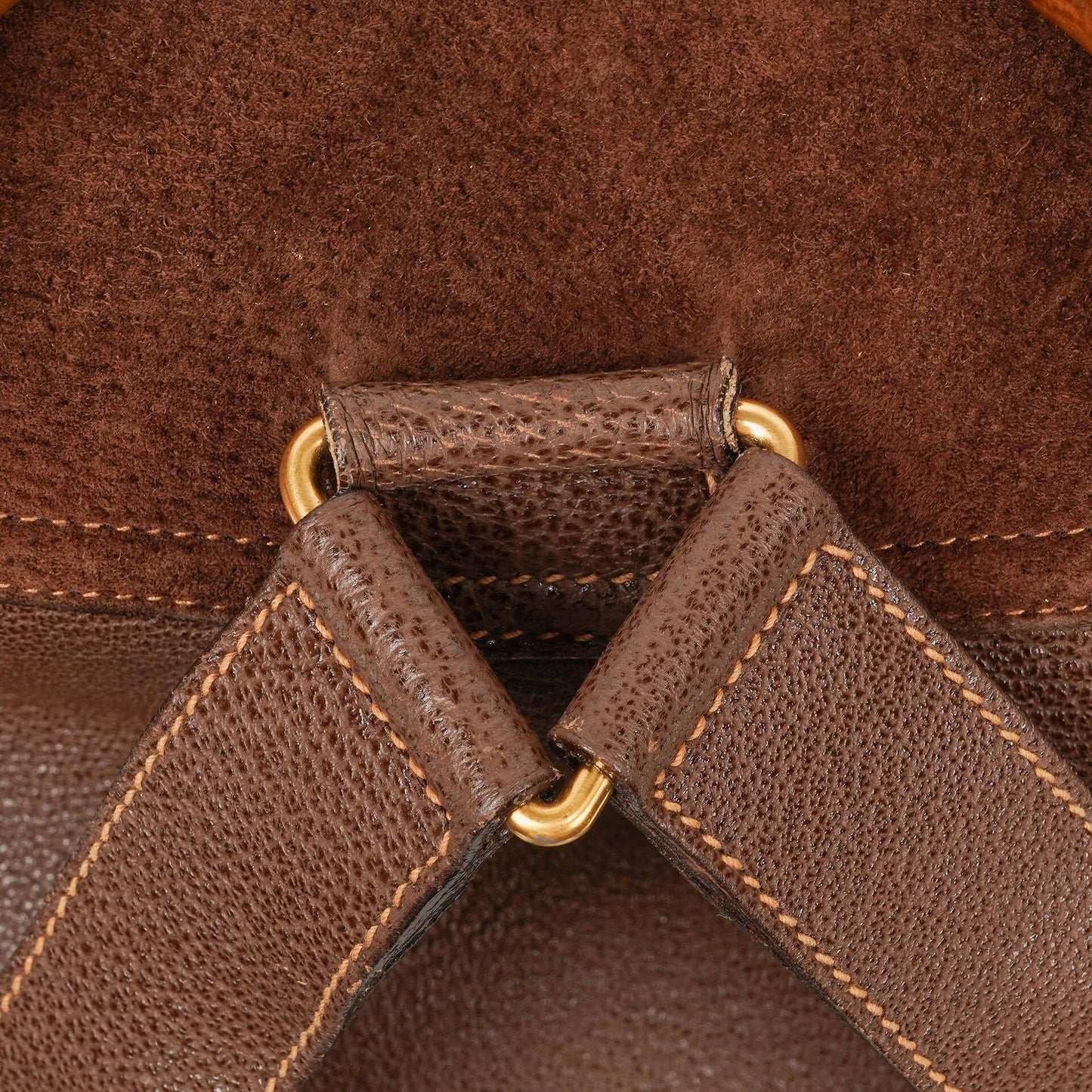 Gucci Vintage Brown Suede Leather Bamboo Backpack