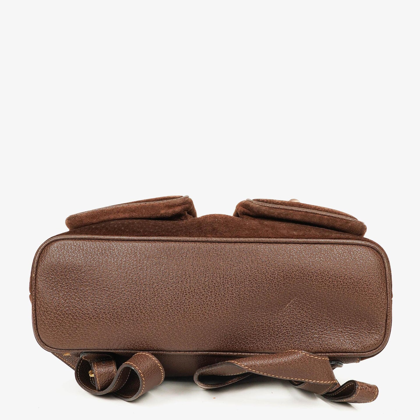 Gucci Vintage Brown Suede Leather Bamboo Backpack