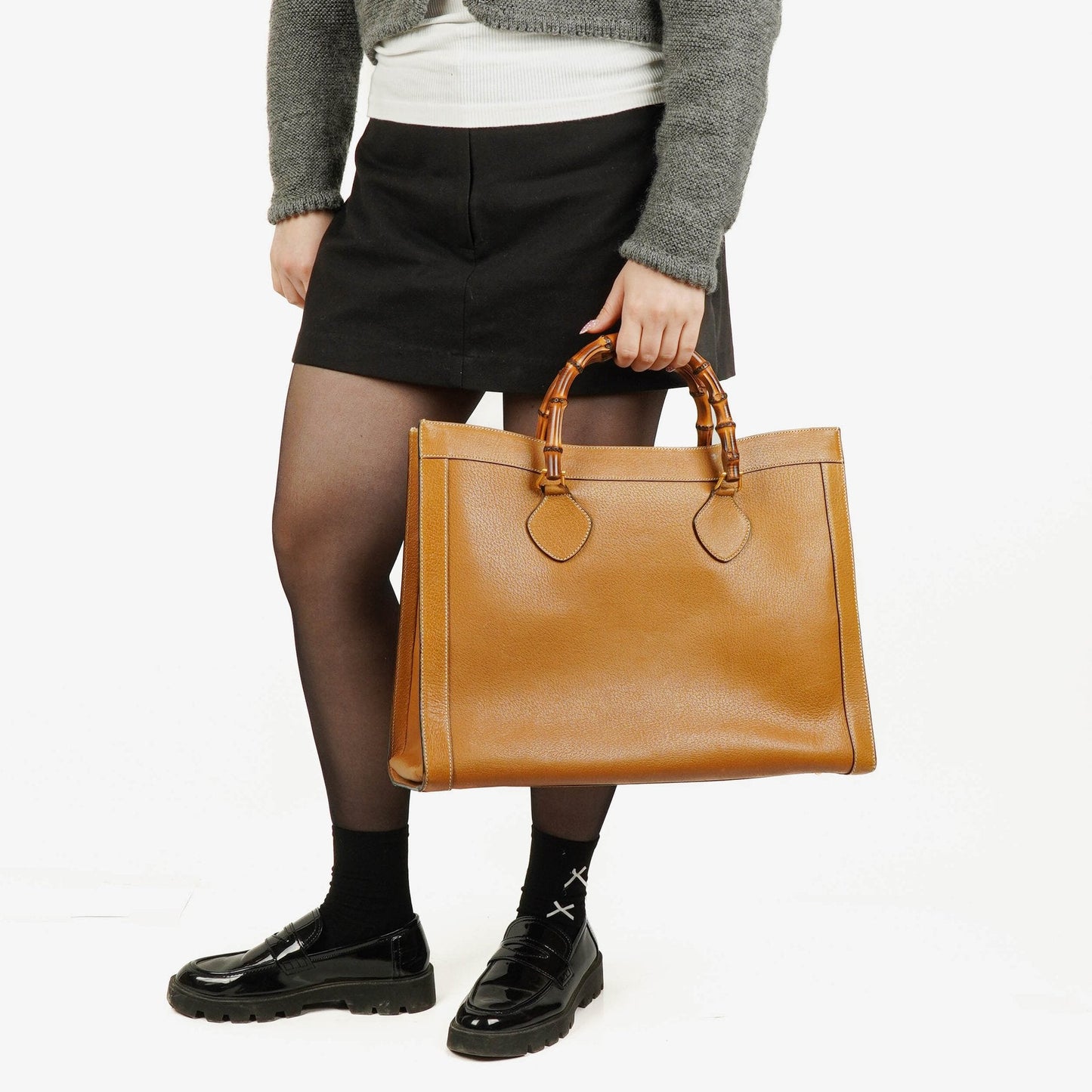 Gucci Vintage Diana Leather Bamboo Tote