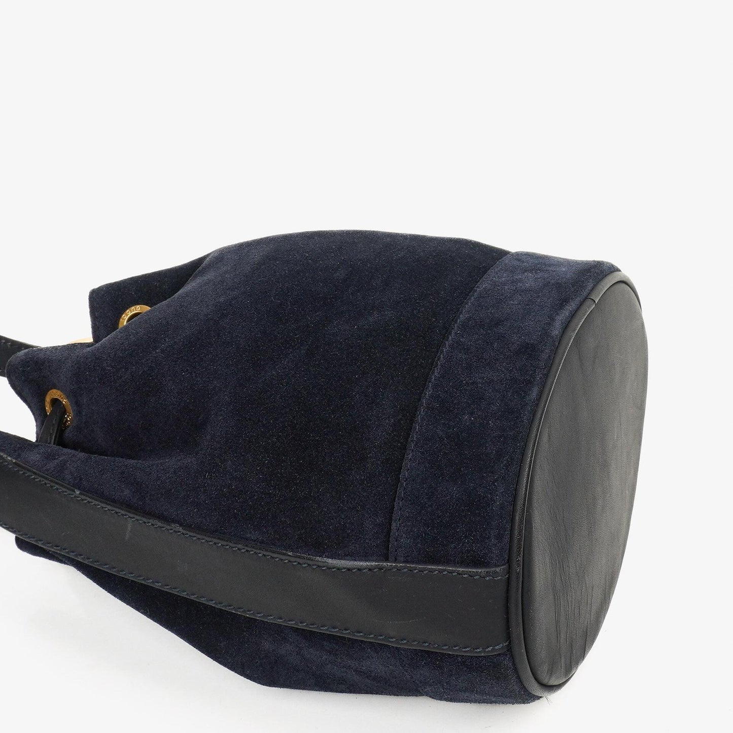 Gucci Vintage Horsebit Navy Suede And Leather Drawstring Bucket Bag
