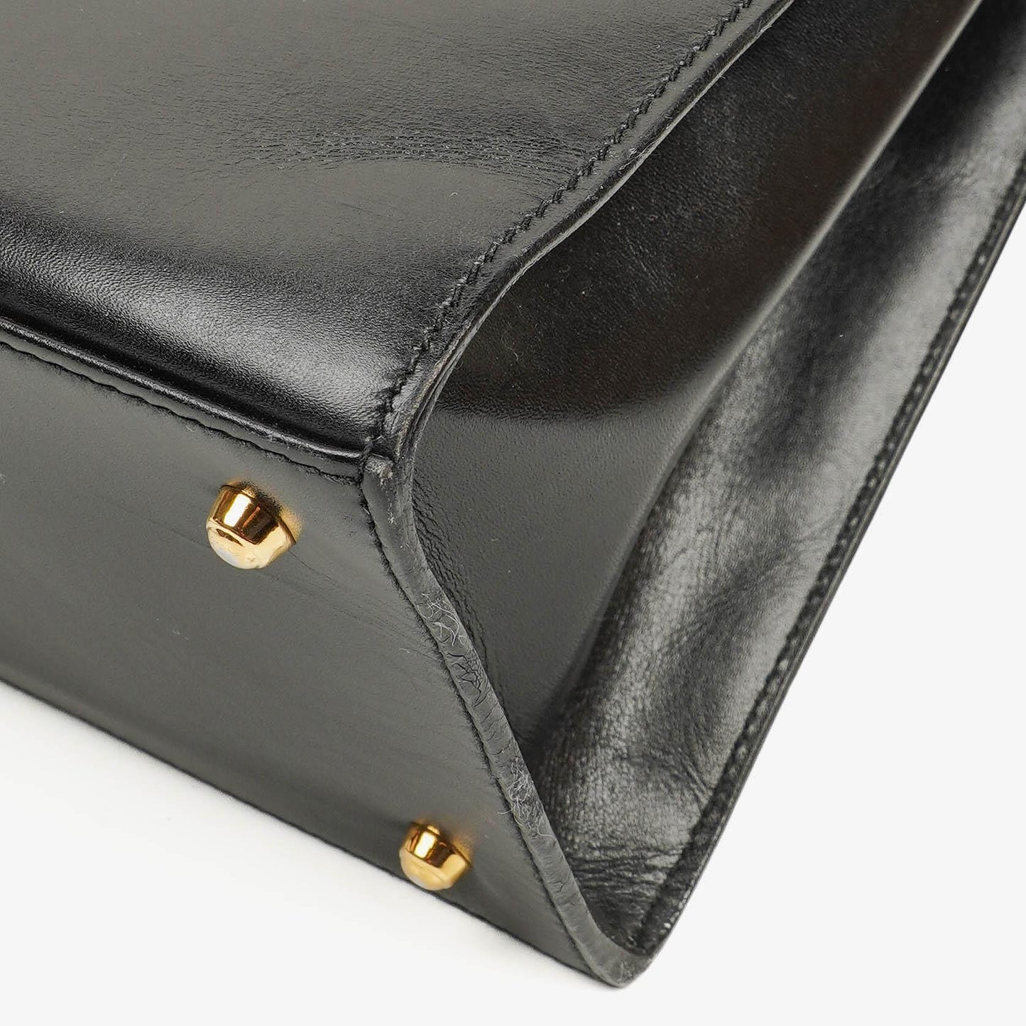 Gucci Vintage Kelly Lady Lock Convertible Top Handle Black Leather Shoulder Bag