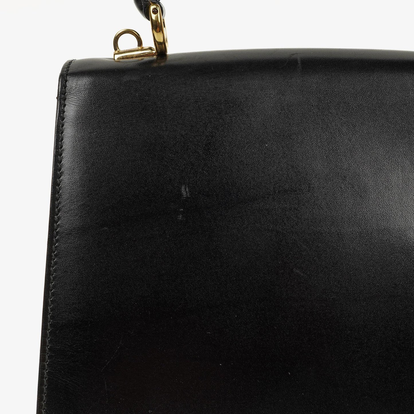Gucci Vintage Kelly Lady Lock Convertible Black Leather Shoulder Bag