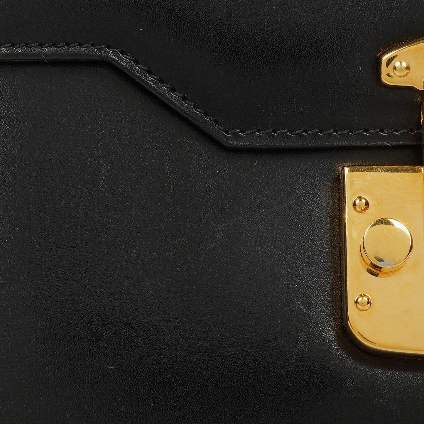 Gucci Vintage Kelly Lady Lock Convertible Black Leather Shoulder Bag