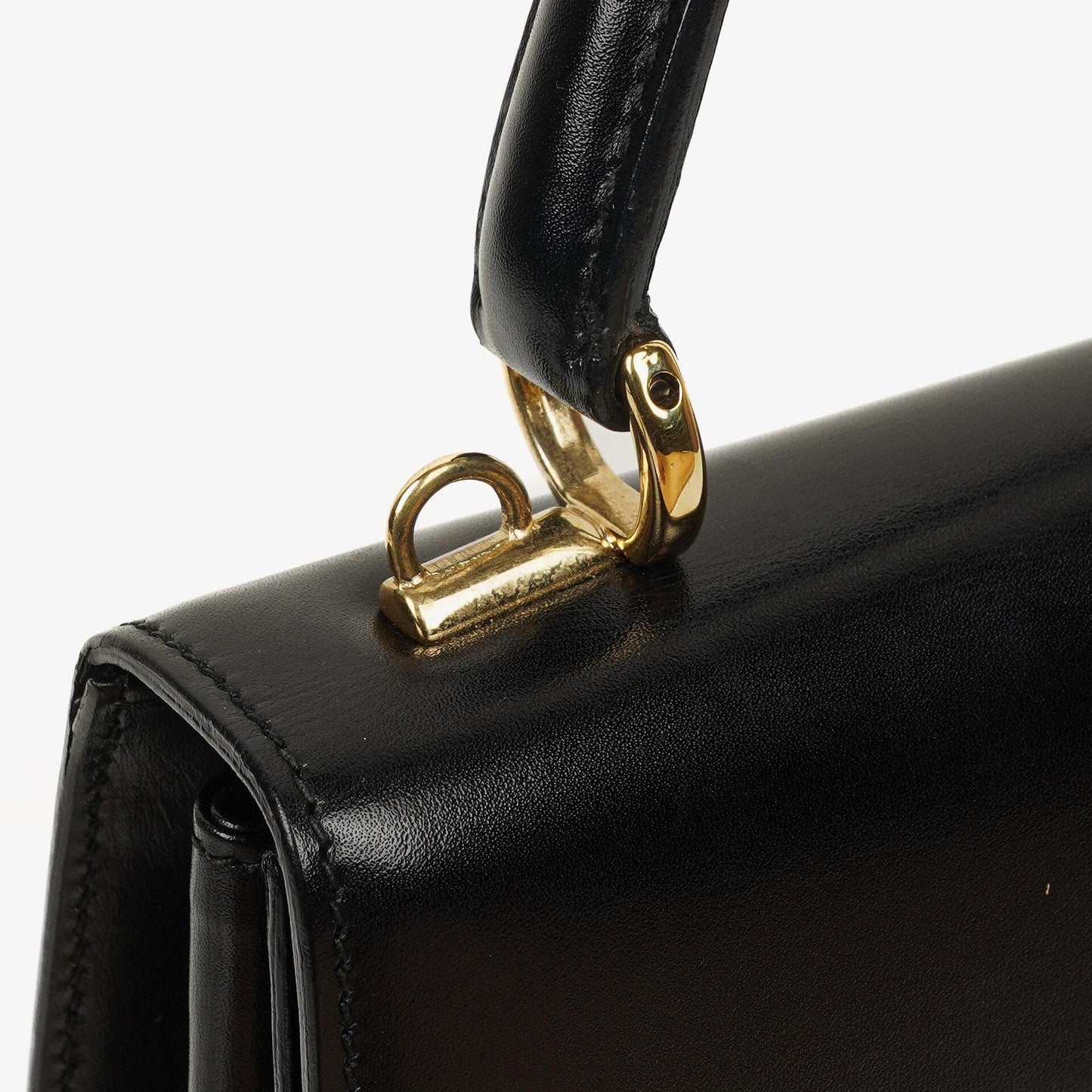 Gucci Vintage Kelly Lady Lock Convertible Black Leather Shoulder Bag