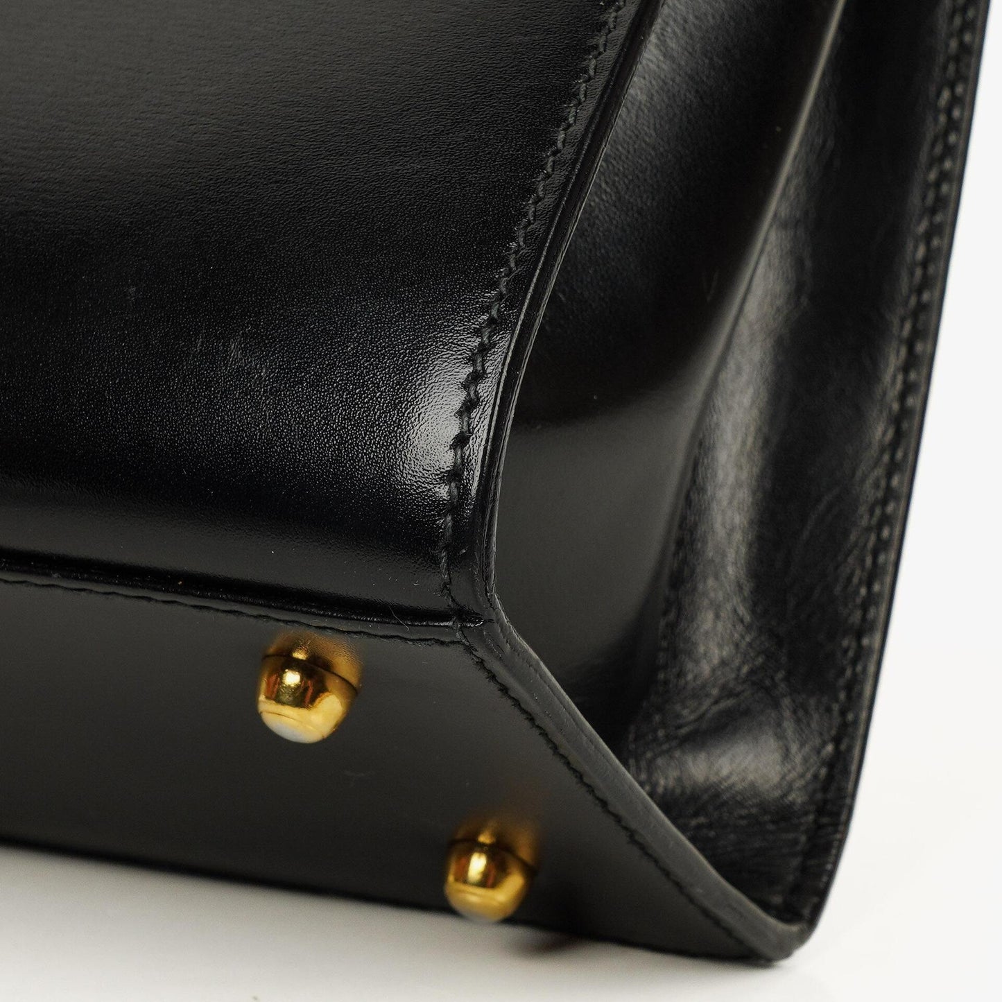 Gucci Vintage Kelly Lady Lock Convertible Black Leather Shoulder Bag