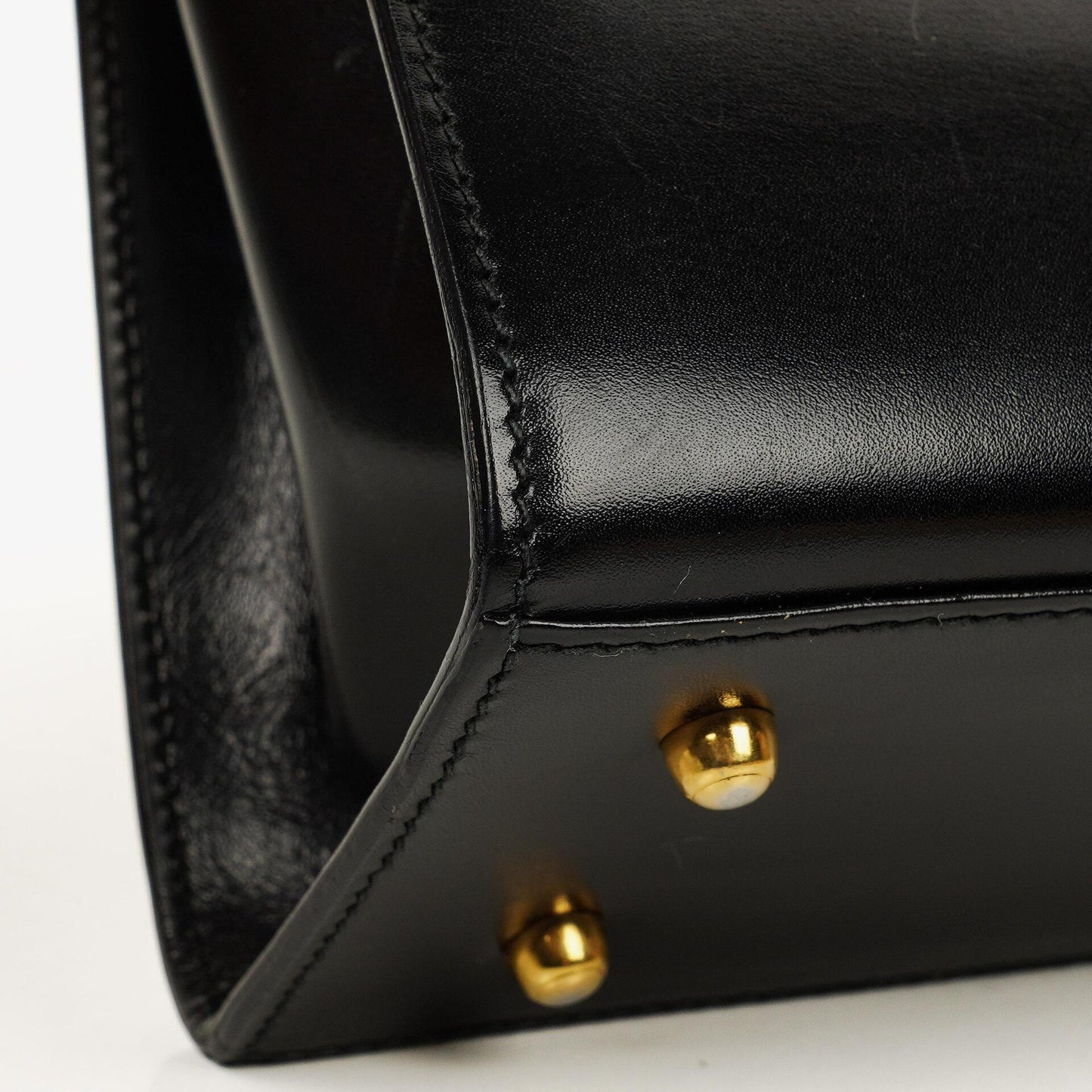 Gucci Vintage Kelly Lady Lock Convertible Black Leather Shoulder Bag