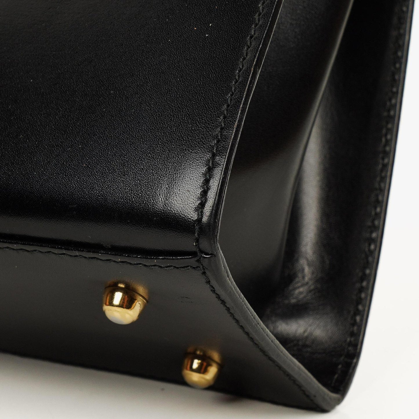 Gucci Vintage Kelly Lady Lock Convertible Black Leather Shoulder Bag