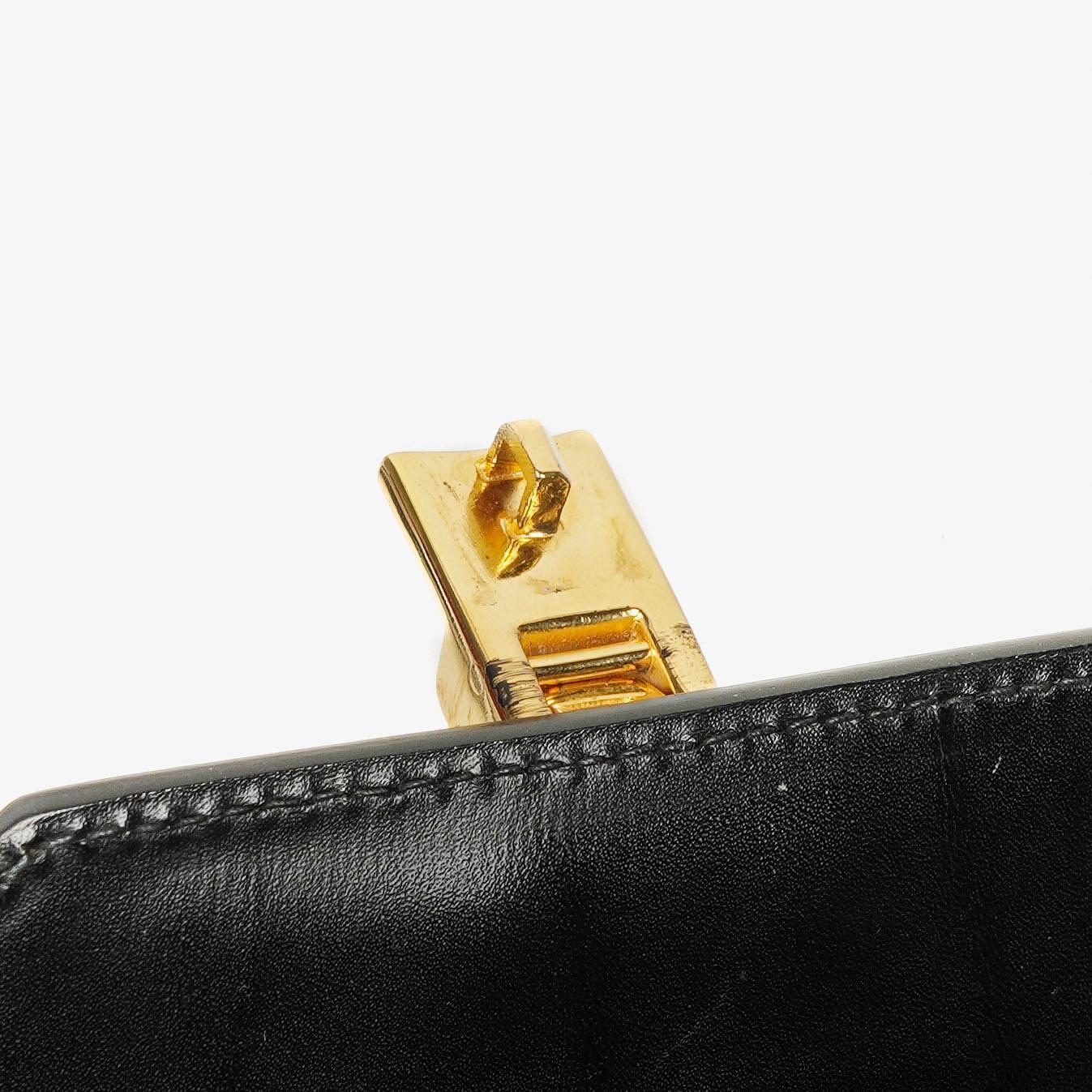 Gucci Vintage Kelly Lady Lock Convertible Black Leather Shoulder Bag