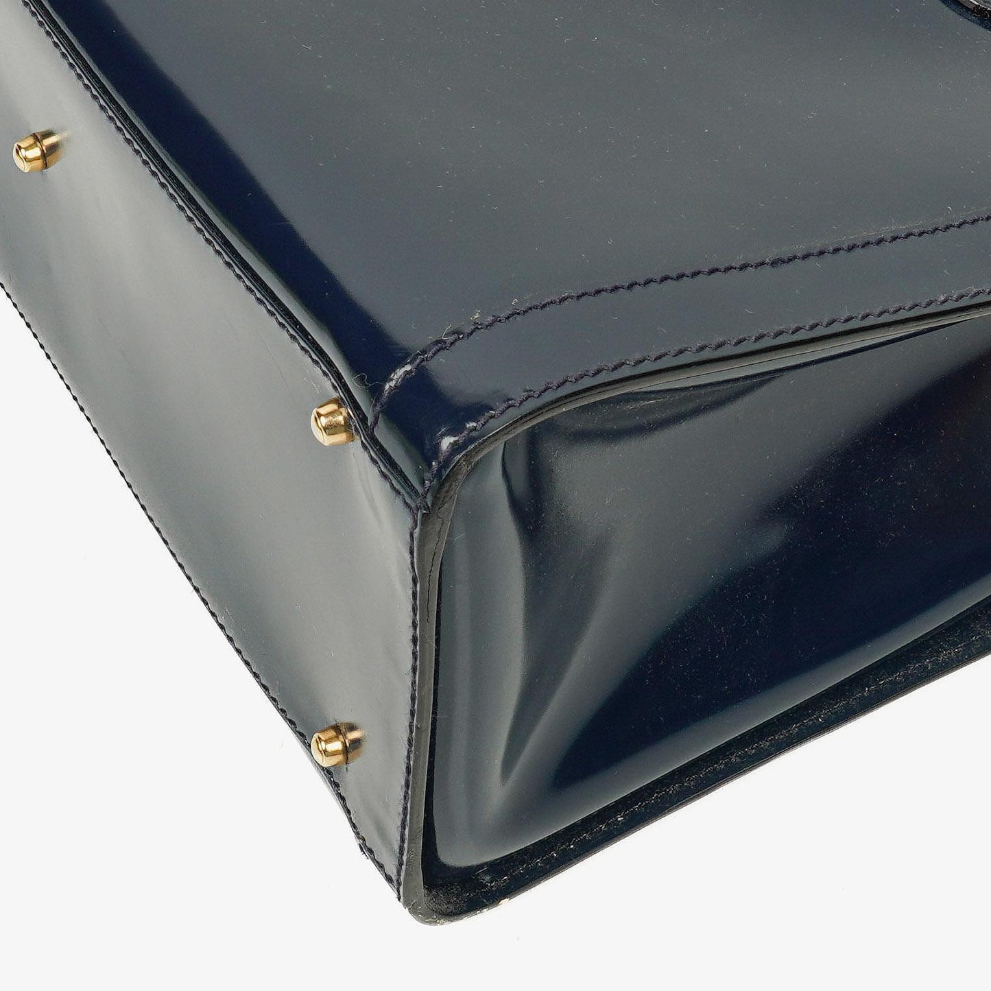 Gucci Vintage Patent Leather Navy Diana Bamboo Tote