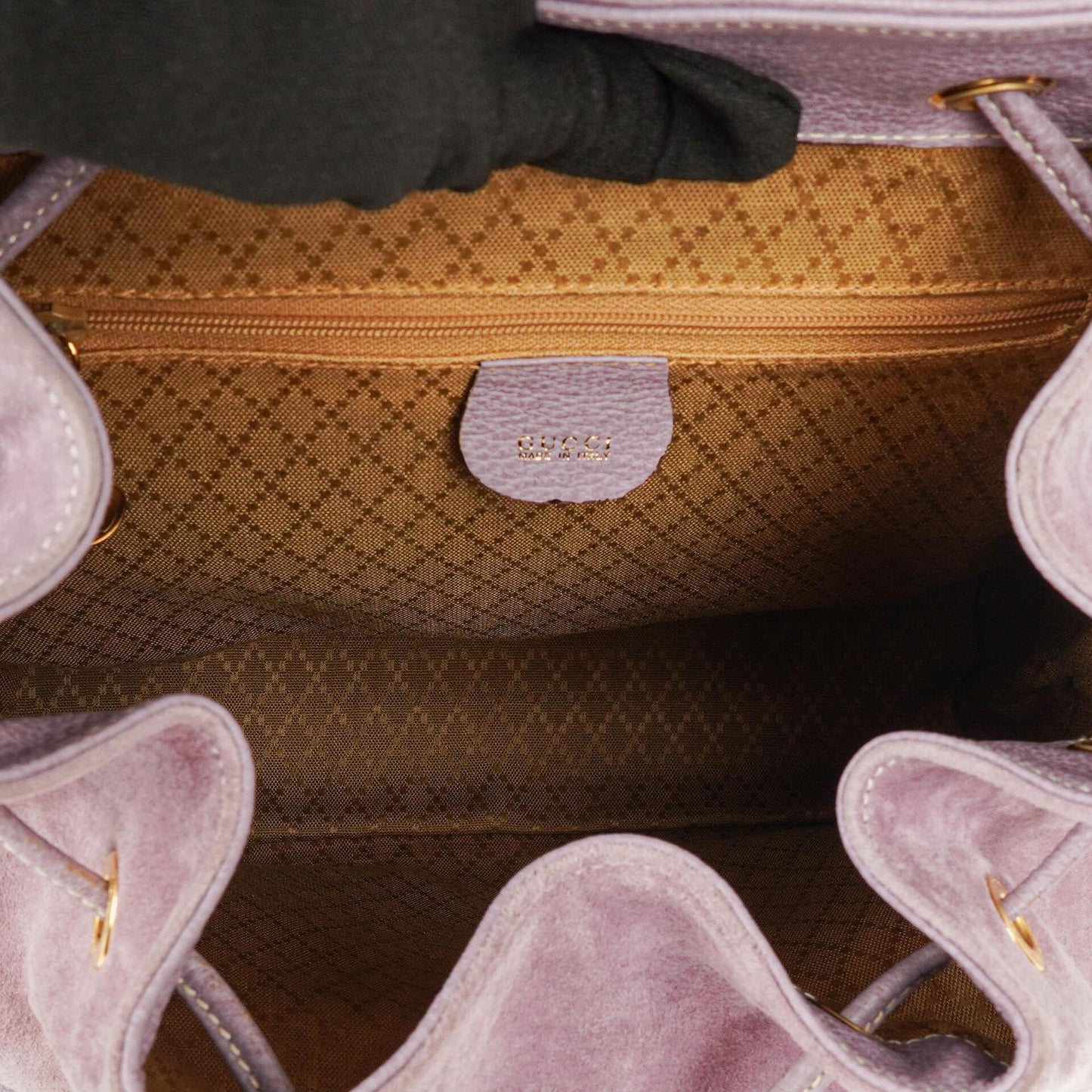 Gucci Vintage Purple Suede Leather Bamboo Backpack