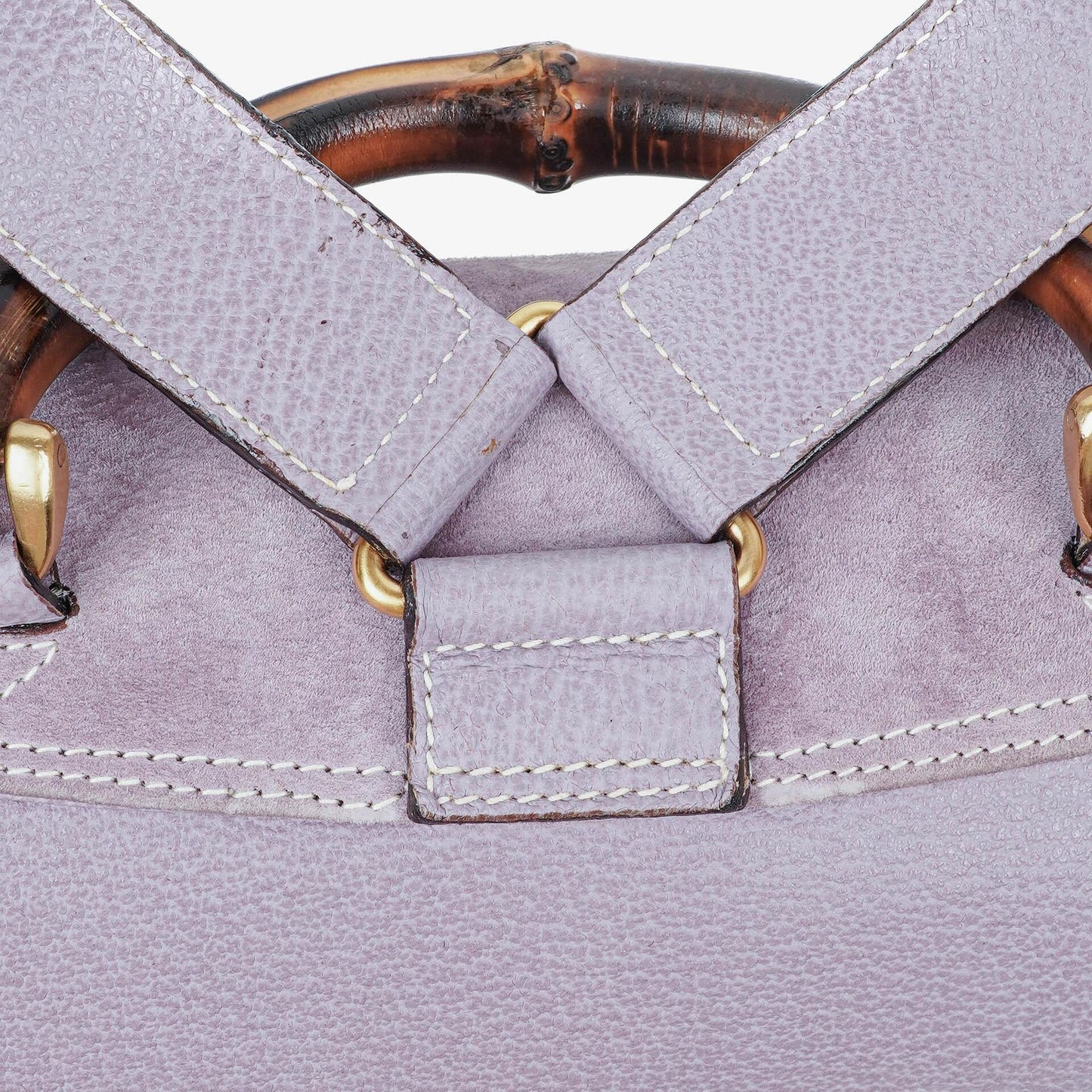 Gucci Vintage Purple Suede Leather Bamboo Backpack