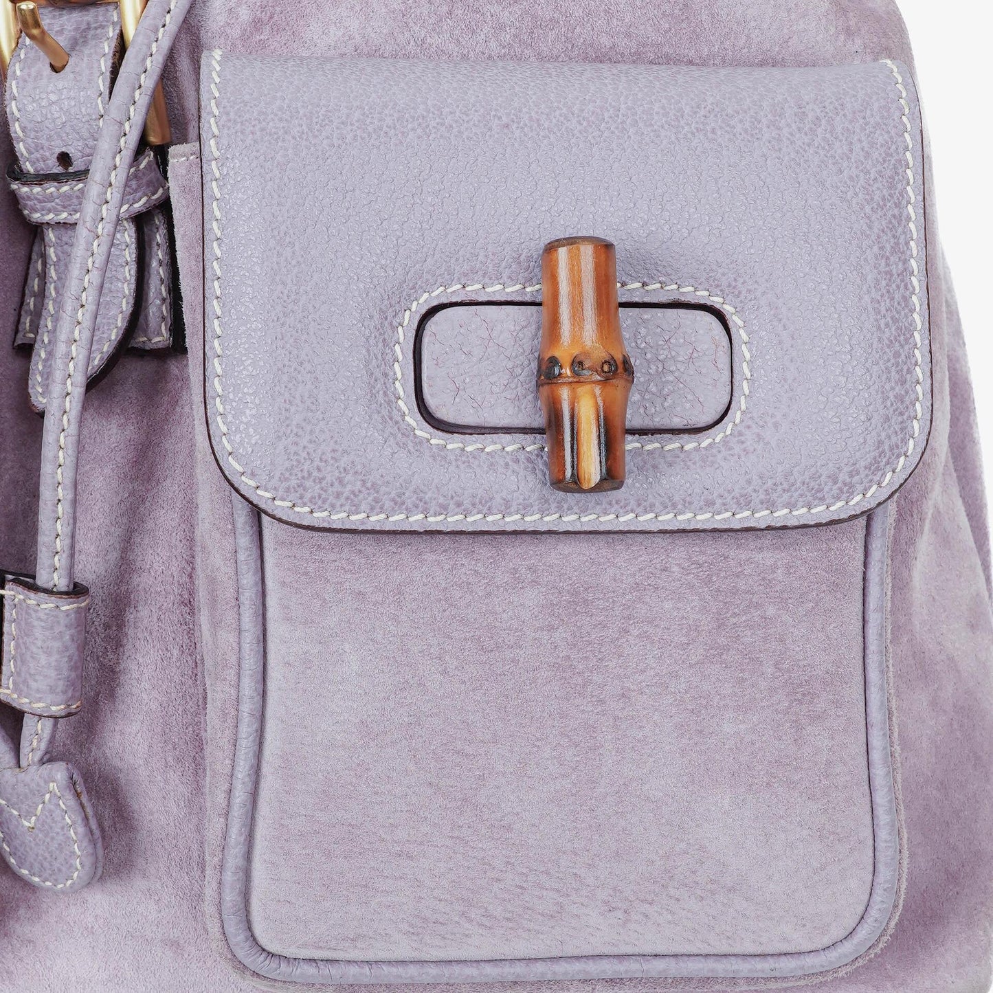 Gucci Vintage Purple Suede Leather Bamboo Backpack
