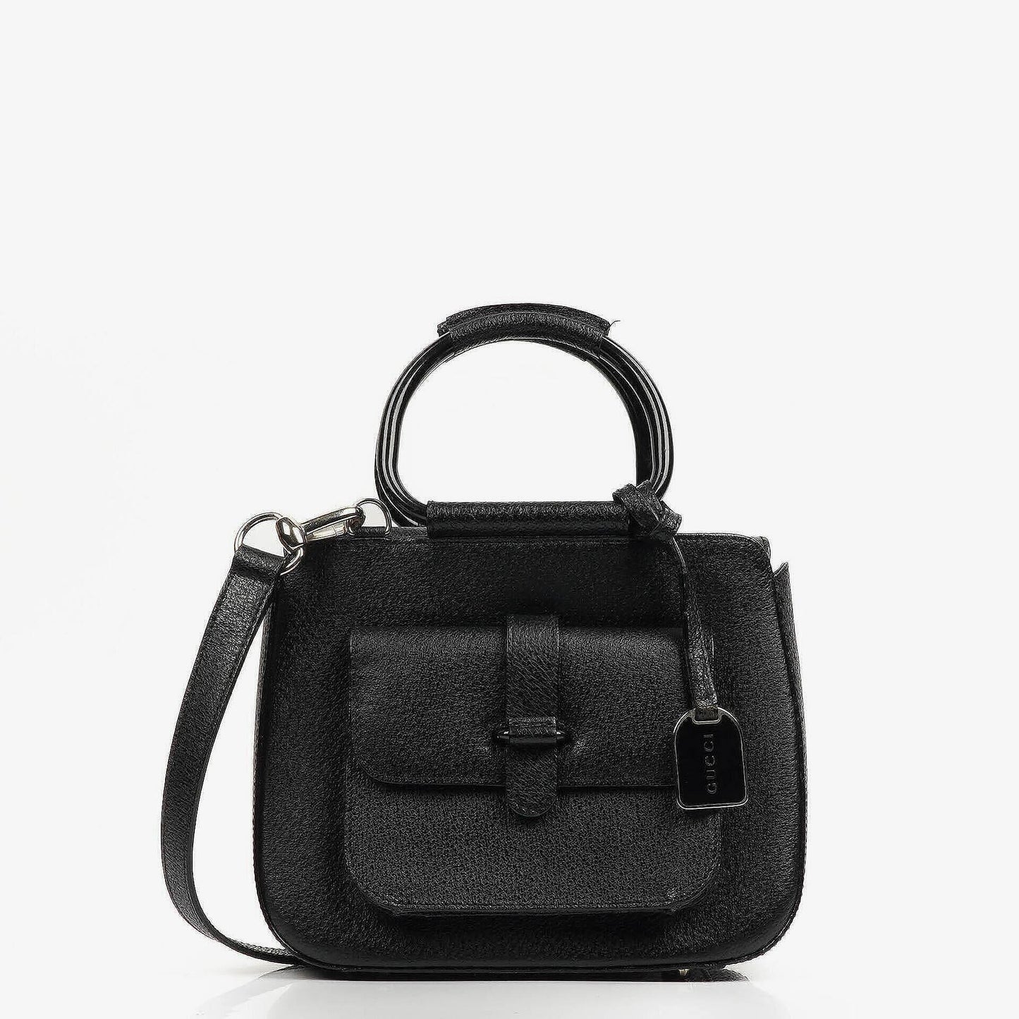 Gucci Vintage Two-Way Small Black Leather Crossbody Bag
