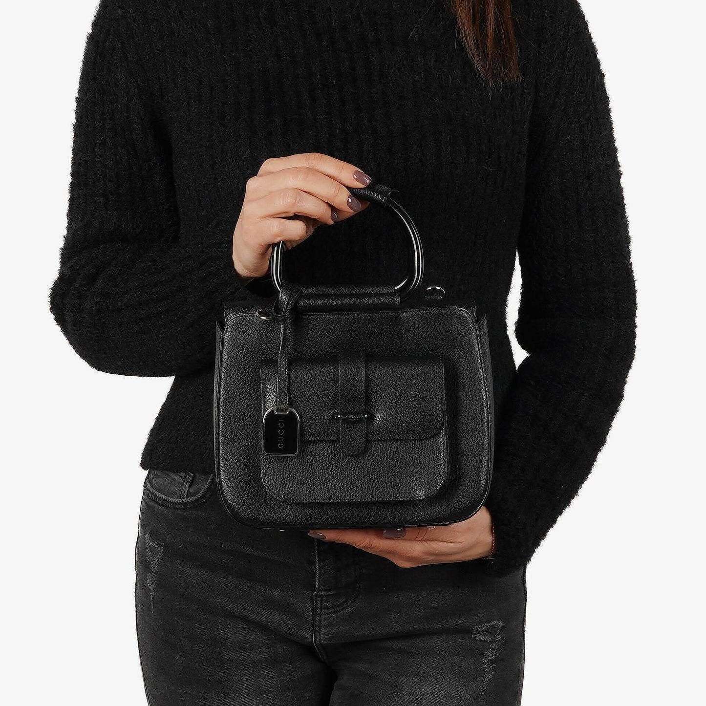 Gucci Vintage Two-Way Small Black Leather Crossbody Bag