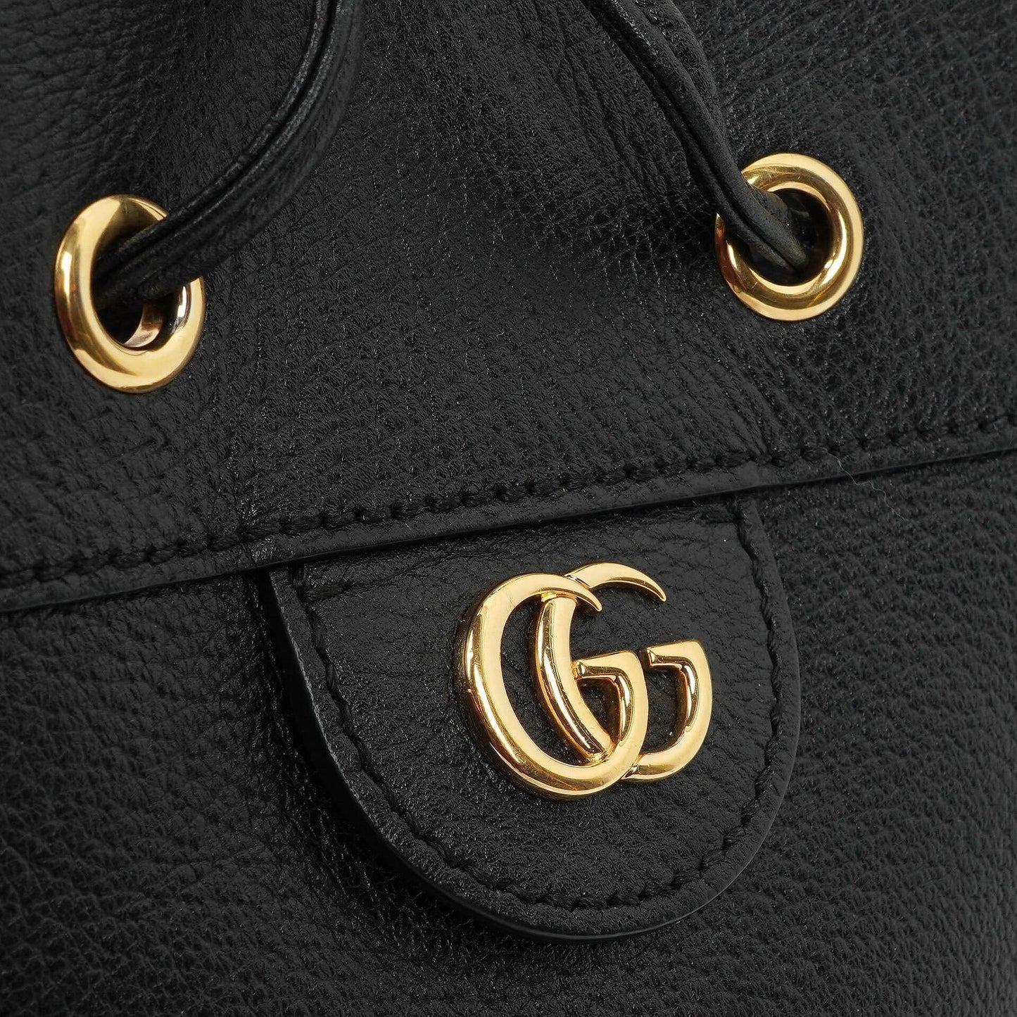 Gucci Web Ophidia Bucket Bag Small In Black Glazed Textured Calfskin