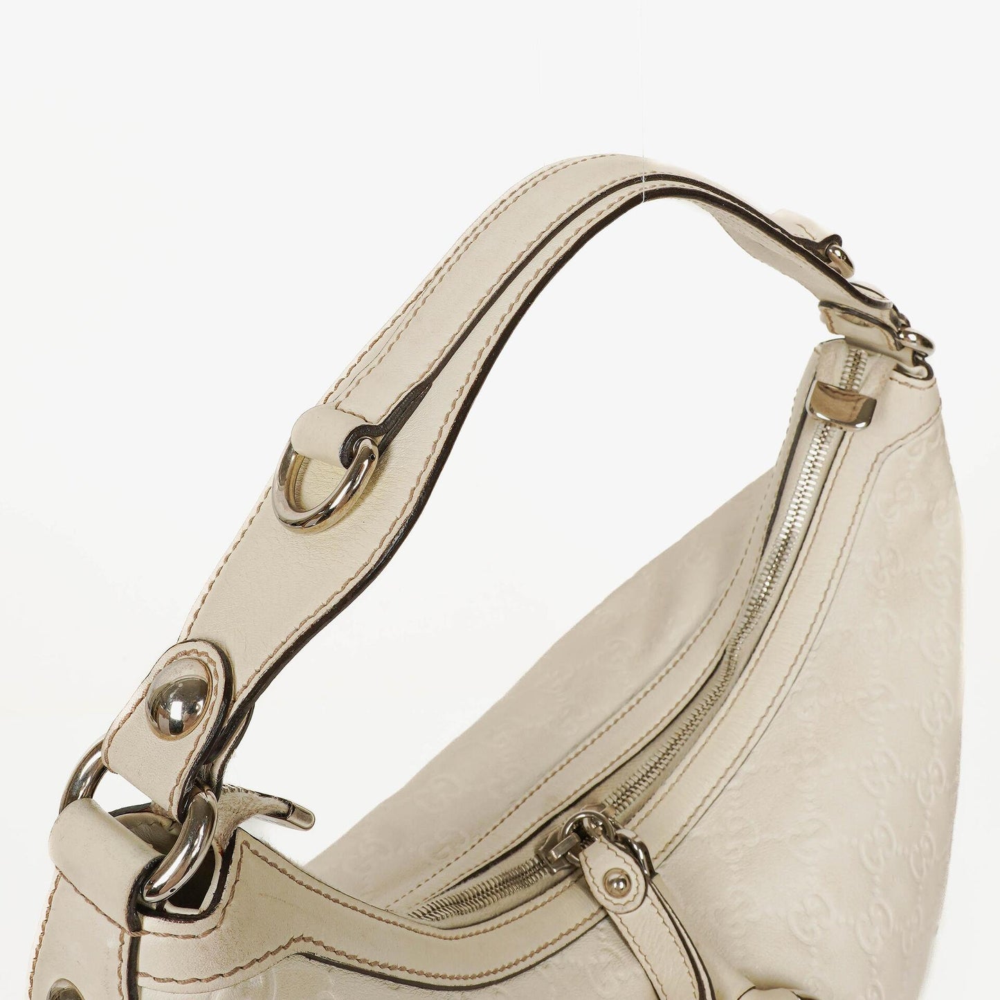 Gucci White Guccissima Leather Icon Bit Hobo Bag