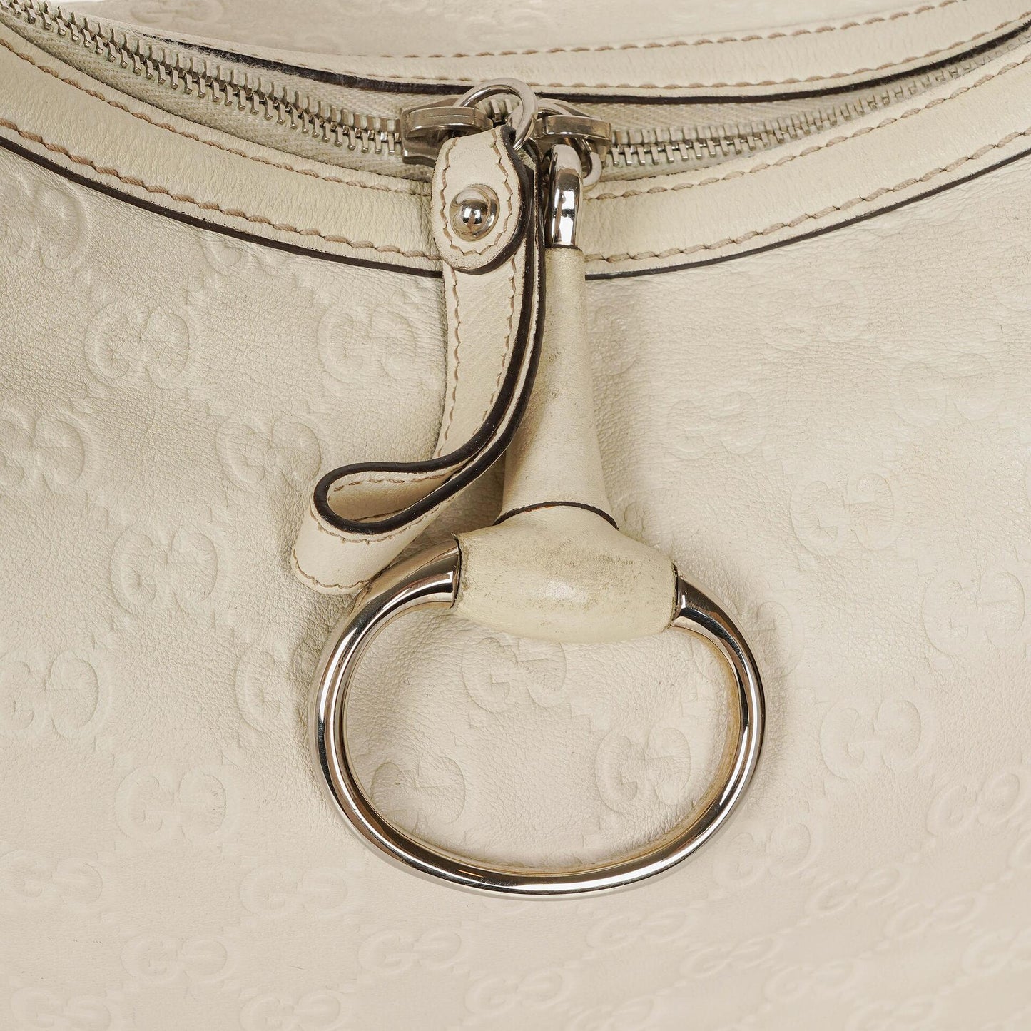 Gucci White Guccissima Leather Icon Bit Hobo Bag