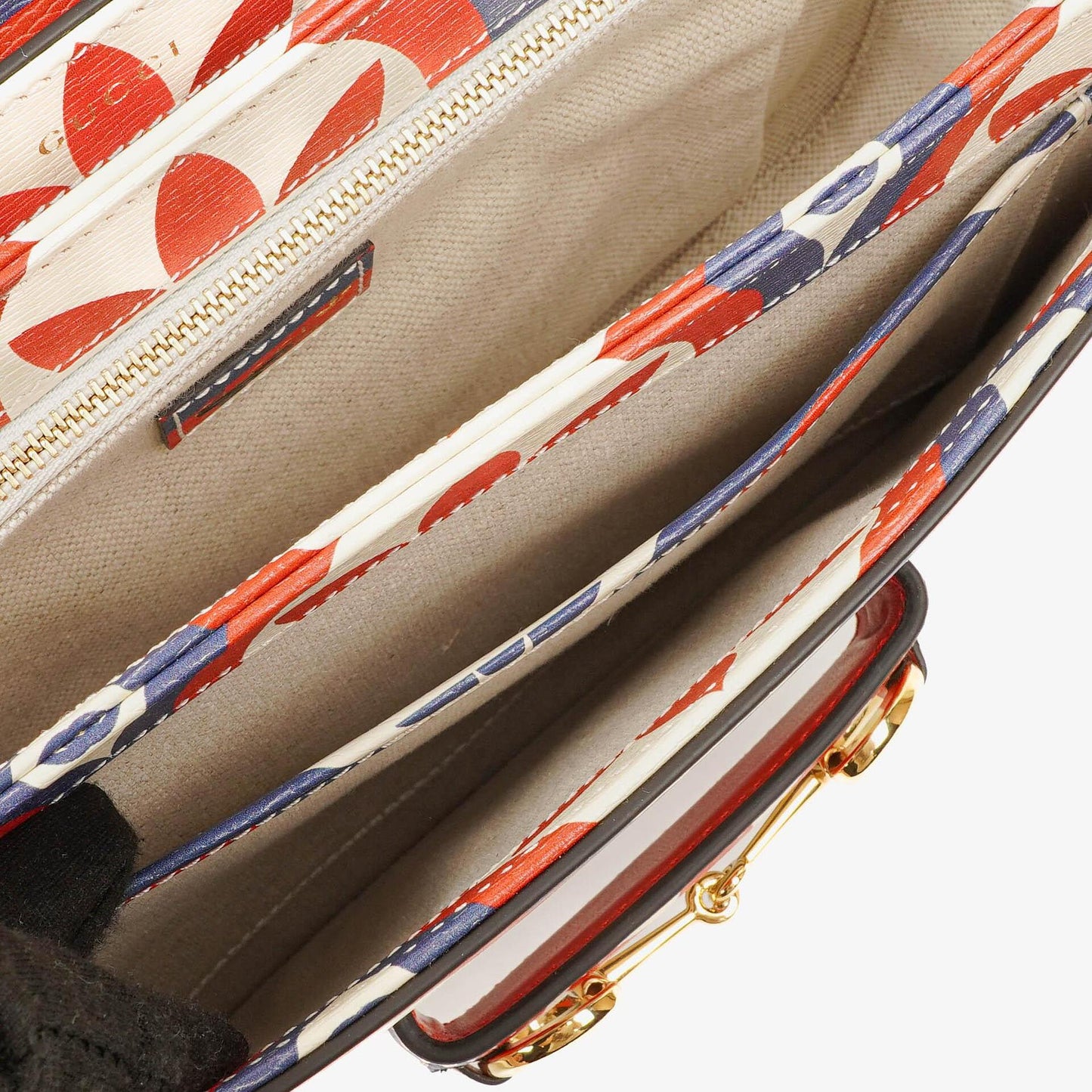 Gucci X ADIDAS Shangai Small Horsebit 1955 Calfskin Web Trefoil Interlocking G Red White Blue Shoulder Bag