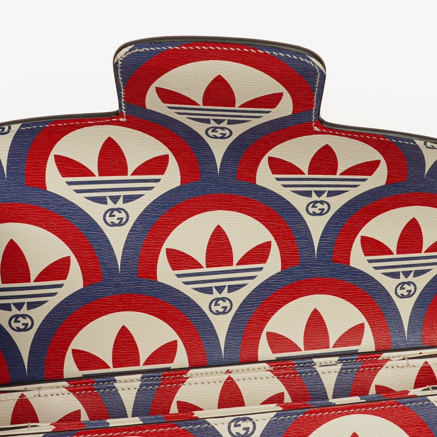 Gucci X ADIDAS Shangai Small Horsebit 1955 Calfskin Web Trefoil Interlocking G Red White Blue Shoulder Bag