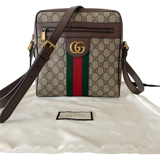 Gucci Ophidia Leather Canvas Shoulder Bag Style 2