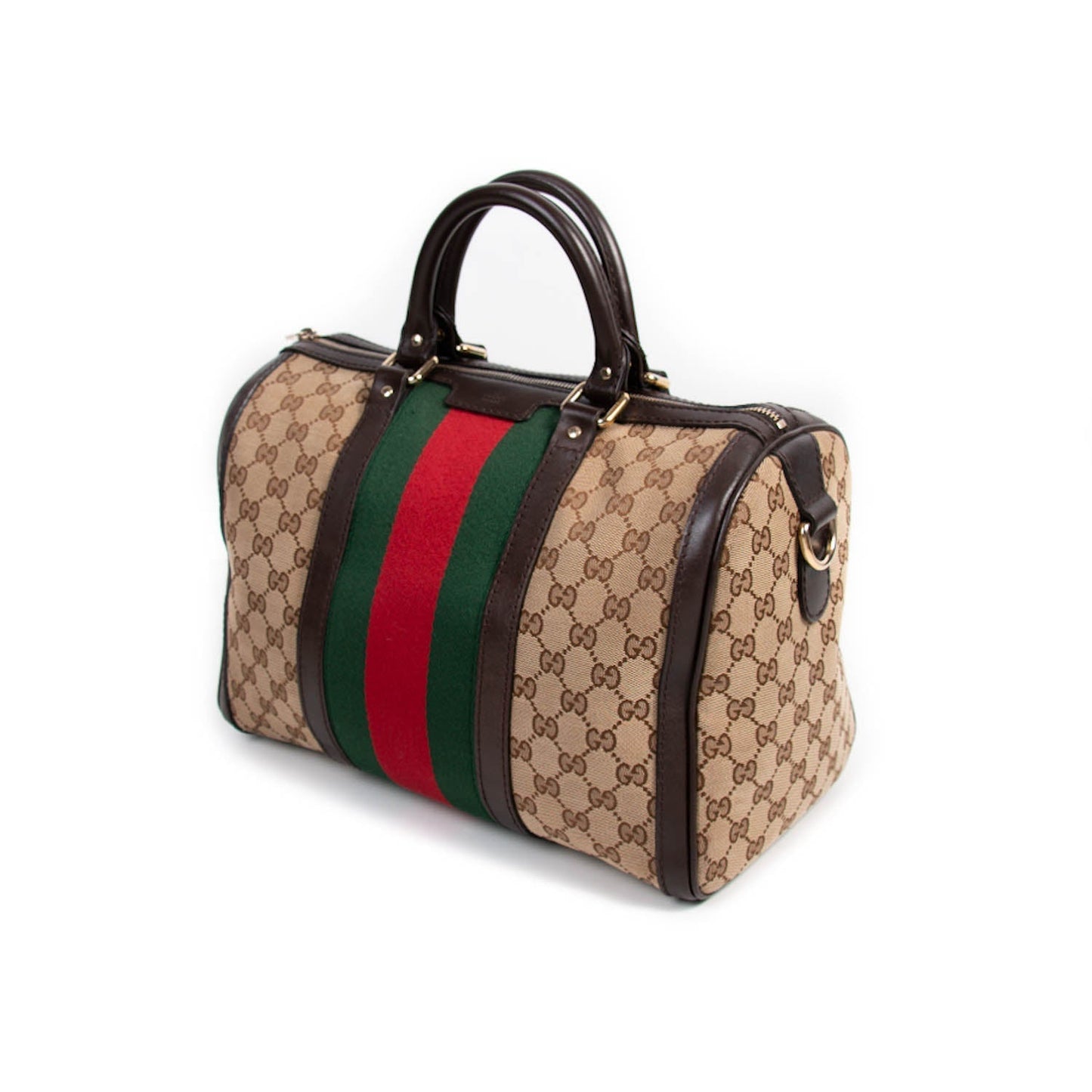 Gucci Boston Leather Canvas Boston Bag Style 1