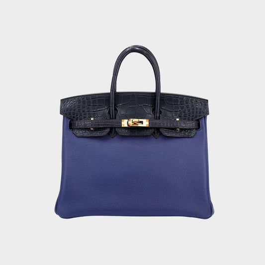 Birkin 25 Matte Alligator-Taurillion Novillo Bleu Saphir/ Blue Marine GHW
