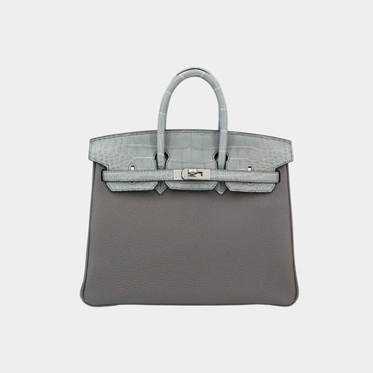 Birkin 25 Touch Togo-Matte Alligator Gris Meyer/ Gris Ciment PHW