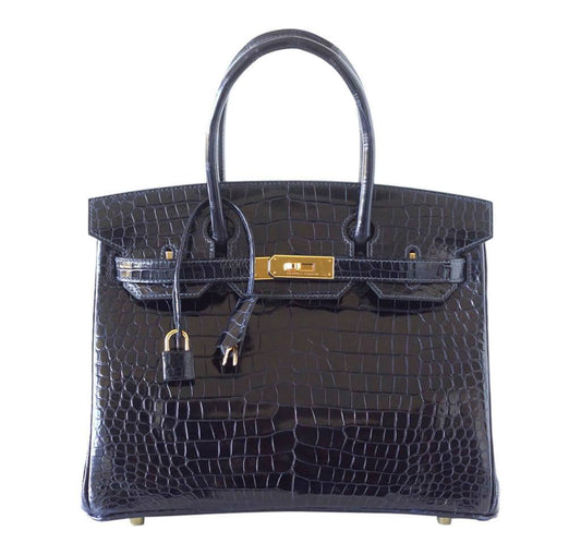 HermesBirkin 30 Bleu Marine Porosus Crocodile Bag