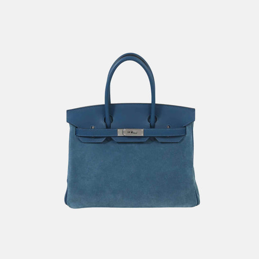 Birkin 30 Swift-Doblis Suede Blue Thalassa PHW