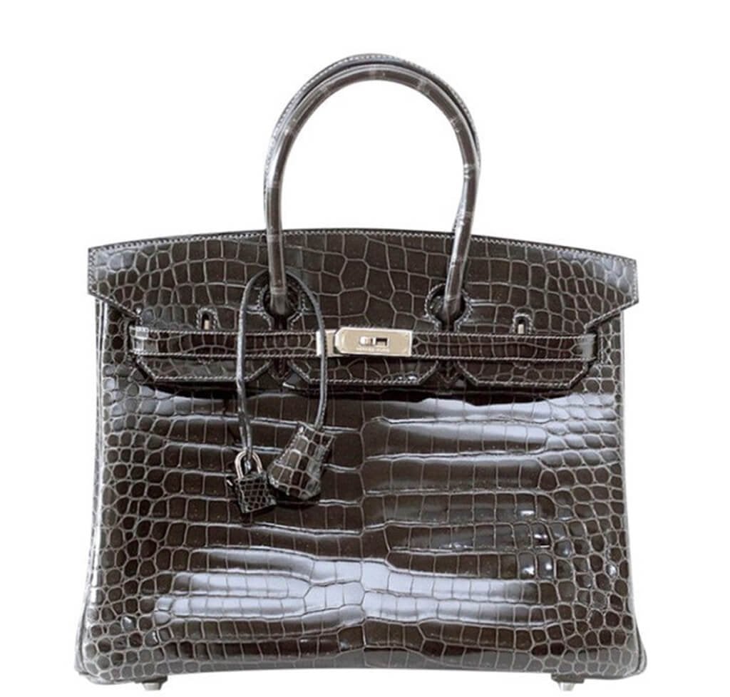 HermesBirkin 35 Bag Graphite Porosus Crocodile