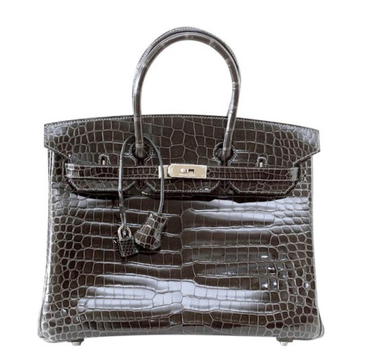 HermesBirkin 35 Bag Graphite Porosus Crocodile