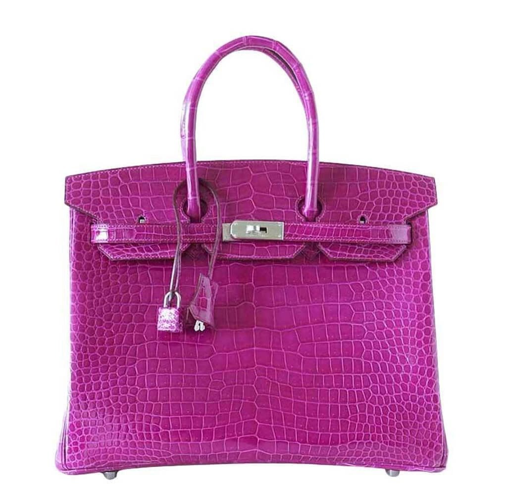 HermesBirkin 35 Rose Scheherazade Crocodile Bag
