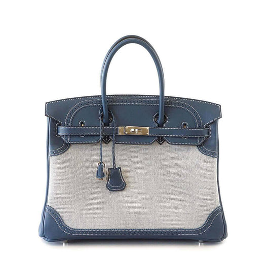 HermesGhillies Birkin 35 Blue Bag PHW