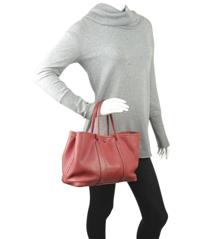 Luxury Hermes Garden Party TPM Red Swift Leather Tote Bag