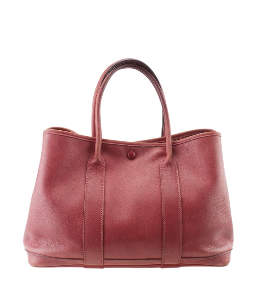 Luxury Hermes Garden Party TPM Red Swift Leather Tote Bag
