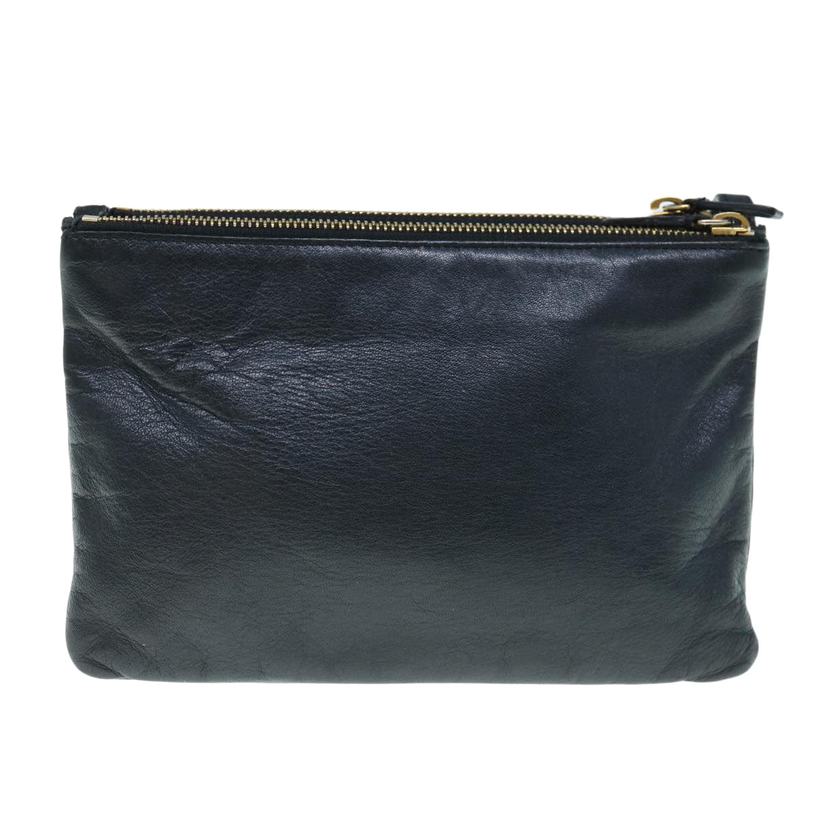 Luxury CELINE Trio Shoulder Bag Leather Black hk1006