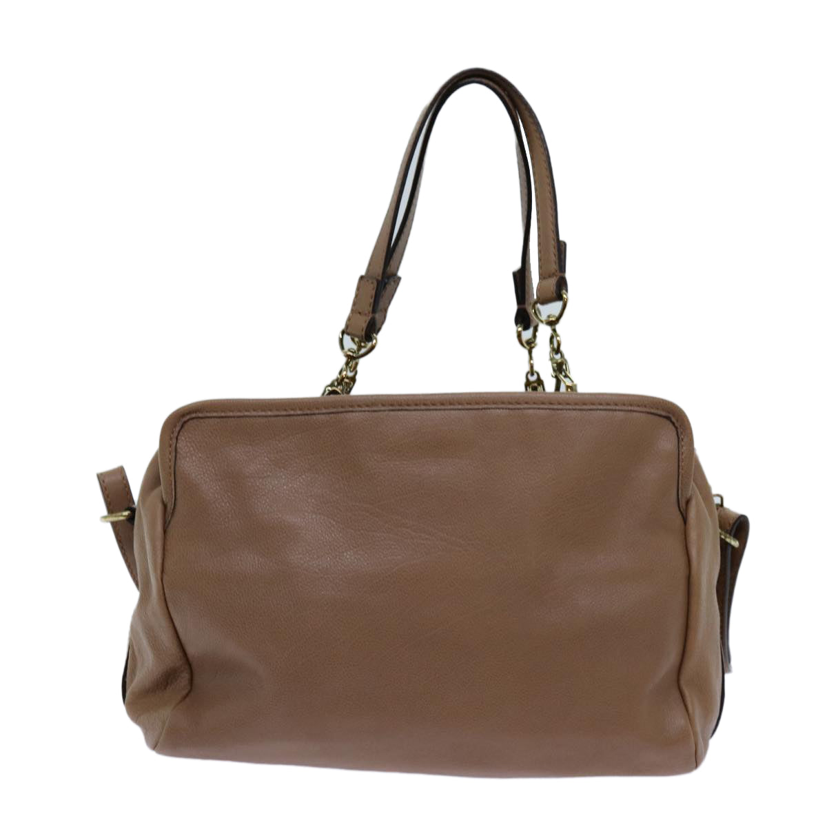 Luxury CELINE Elsie Hand Bag Leather 2way Beige hk1217