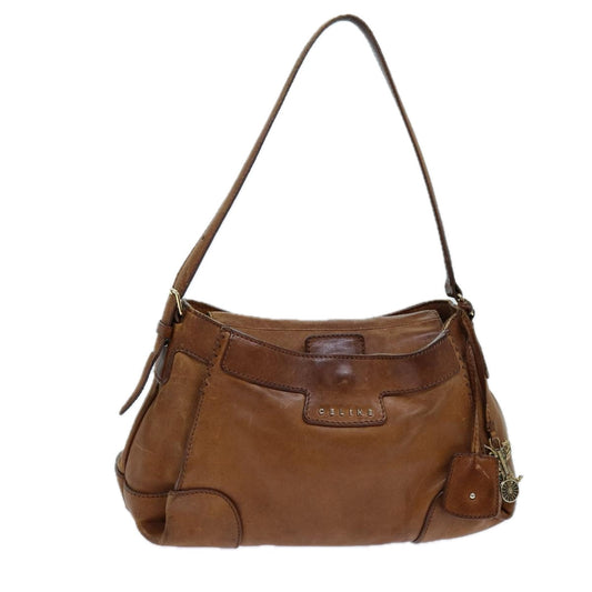 Luxury CELINE Shoulder Bag Leather Brown hk1239