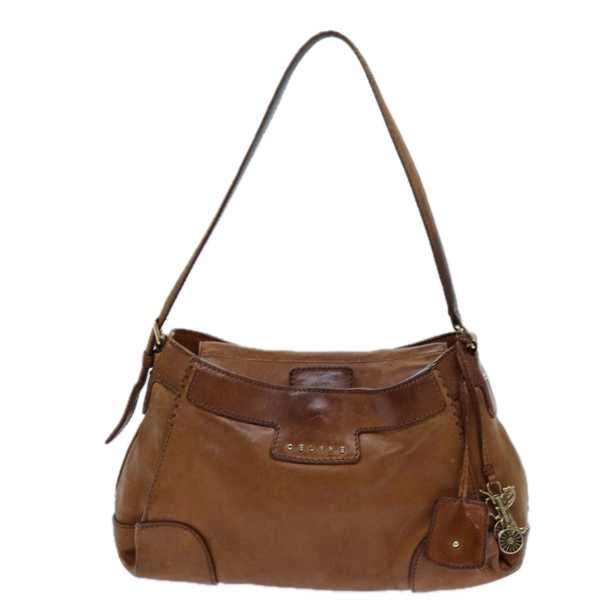 Luxury CELINE Shoulder Bag Leather Brown hk1239