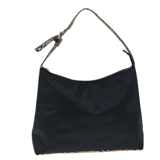 Burberry Nova Check Shoulder Bag Nylon Black Beige Auth hk1319