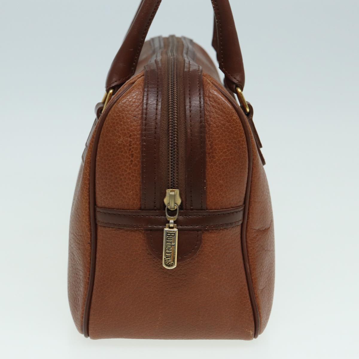 Burberry Hand Bag Leather Brown Auth hk1457