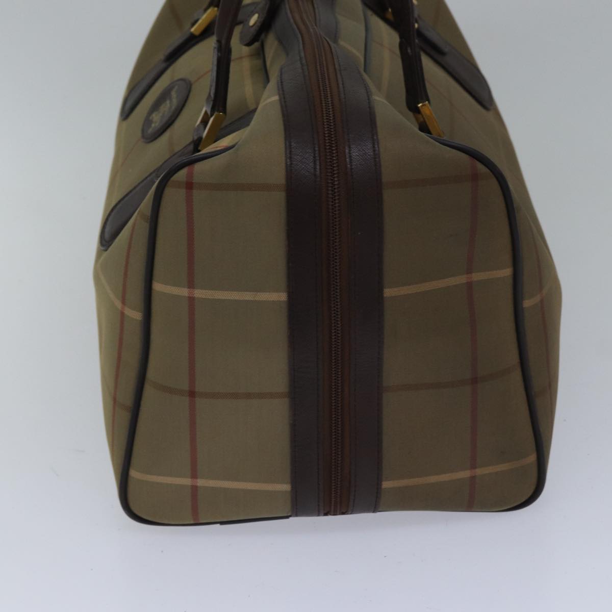 Burberry Nova Check Boston Bag Canvas Beige Auth hk1648
