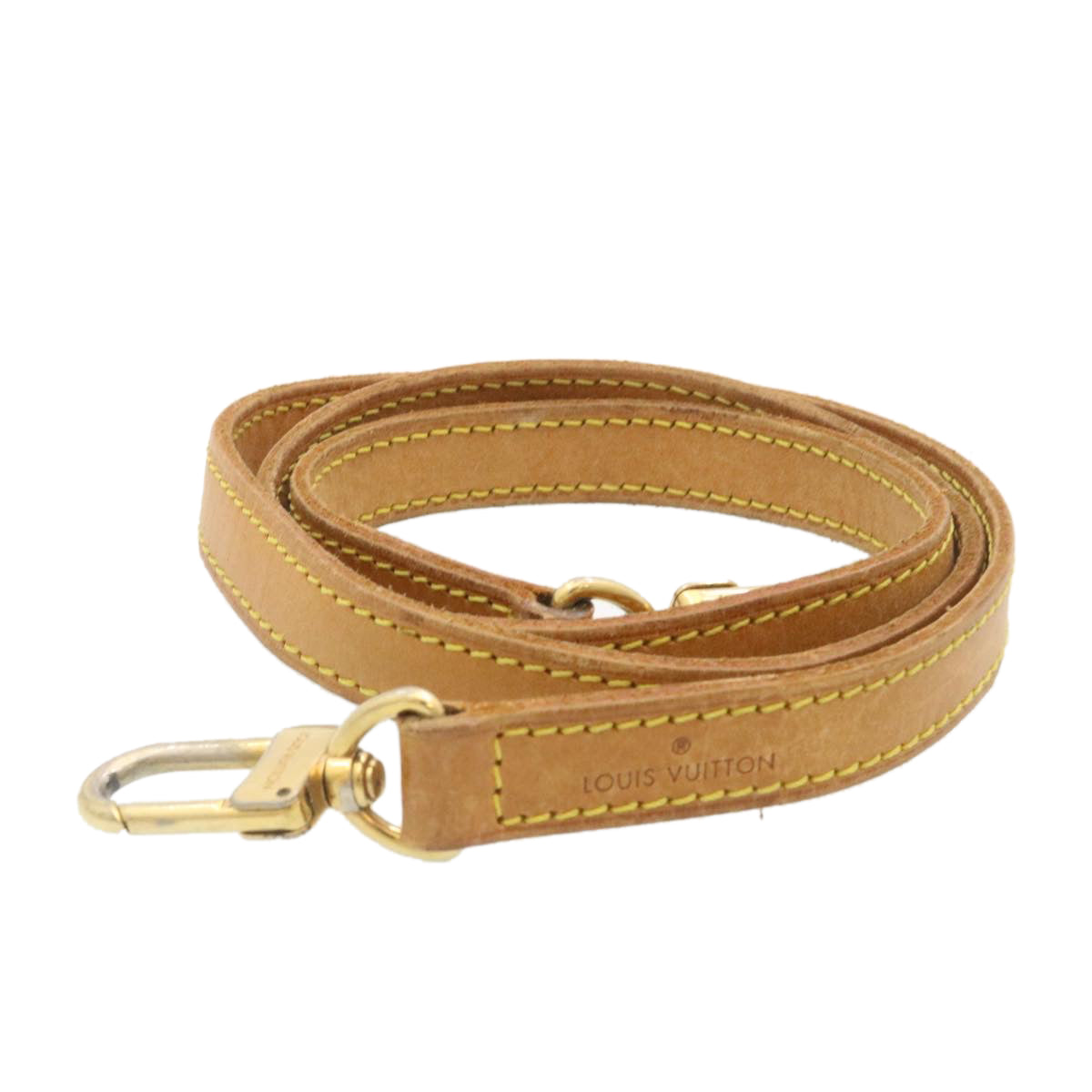 LOUIS VUITTON Shoulder Strap Leather Beige LV hk278